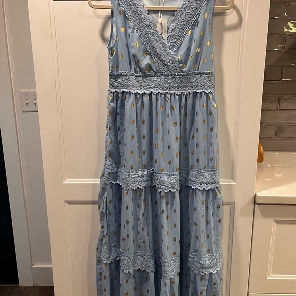 Bikinishe Blue Chiffon Boho tiered maxi dress - Picture 5 of 14